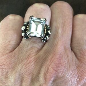 LAGOS Glacier Large Emerald Cut White Topaz Ring Size 7